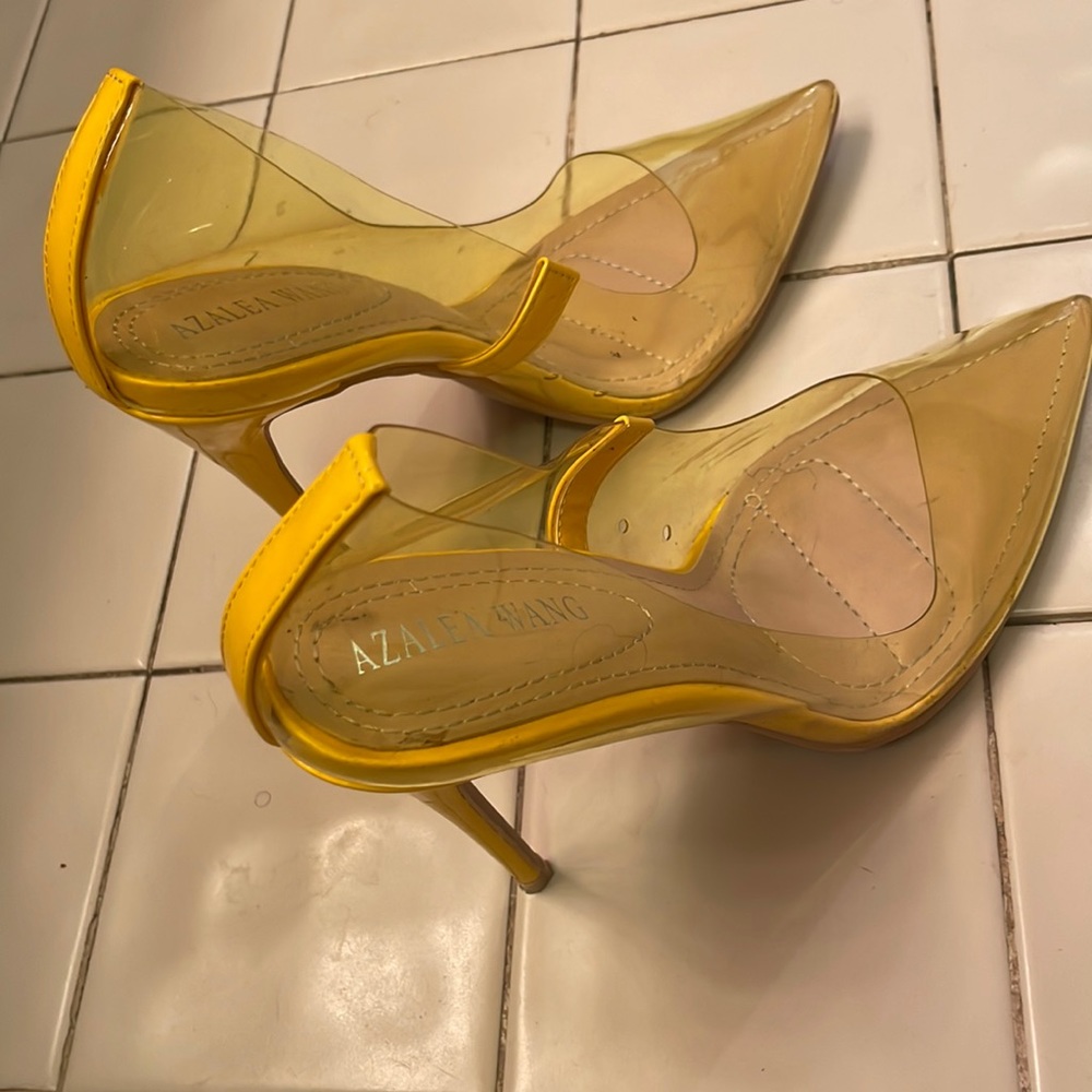 Yellow see thru heels